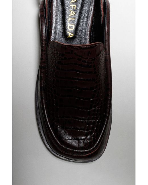 Mafalda Brown Dominic Croco Textured Slingback Loafer