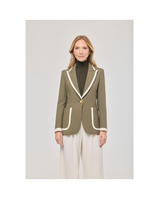 The Extreme Collection Green Blazer With Contrast Piping Laurent