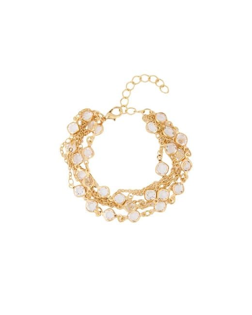 Saachi Metallic Glass Multi Layer Clear Bracelet