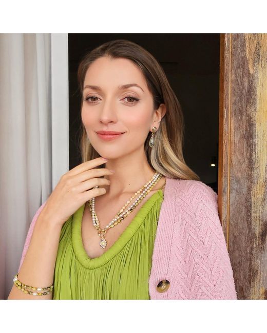 Farra Green Teardrop Prehnite Drop Earrings