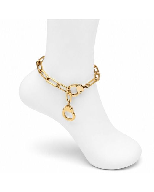 Jagged Halo Jewelry Metallic Love Bond Handcuff Chain Anklet Stainless Steel Plating