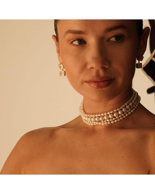 LINYA JEWELLERY Metallic Amour Multi Pearl Choker, Wedding Pendant