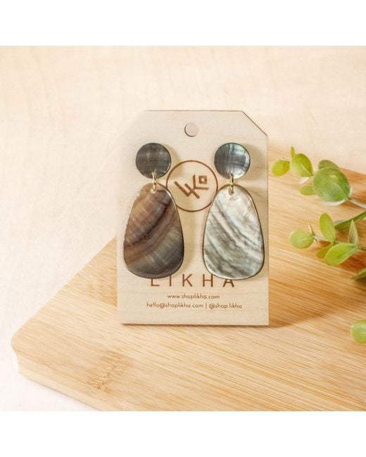 LIKHÂ Brown Classic Trapezoid Mother-Of-Pearl Earrings