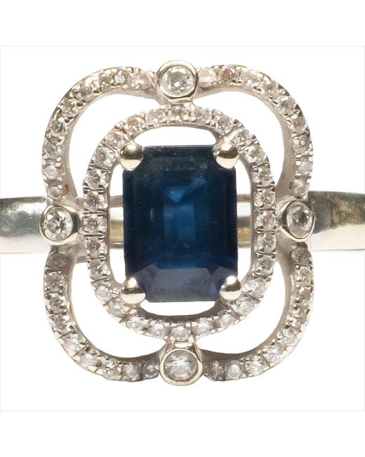 Simon Kemp Jewellers Metallic Fourteen Carat Sold Sapphire And Diamonds Art Deco Ring