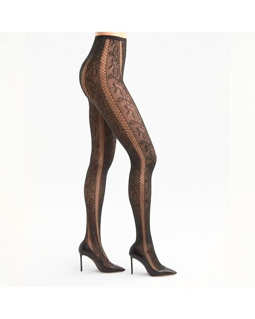 HIGH HEEL JUNGLE by KATHRYN EISMAN Natural Noir Stem Venom Lace Tights