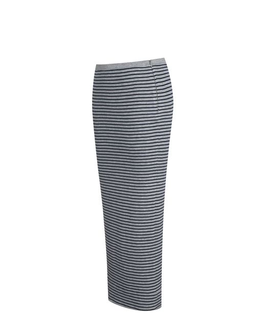 Miss Circle New York Gray Westlyn & Lyocell Jersey Striped Midi Skirt