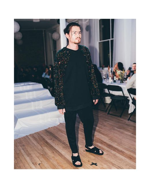 By Noa Rawitz Black Oversized Raglan Sleeve Sequins Sweater