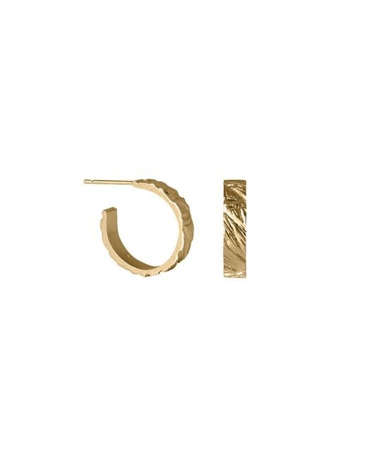Edge Only Metallic Rugged Hoop Earrings 18Ct Vermeil
