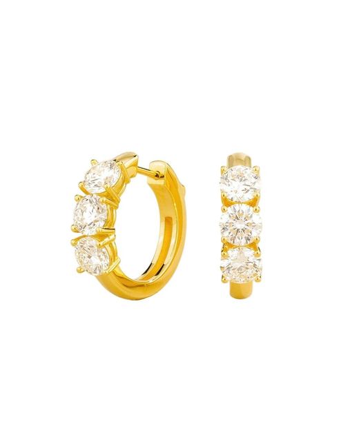 Juvetti Metallic Tres Diamond Three-Stone Huggie Hoop Earrings