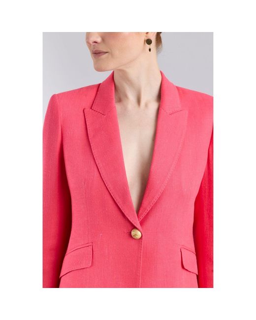 The Extreme Collection Pink Fuchsia Tailored Linen Blazer