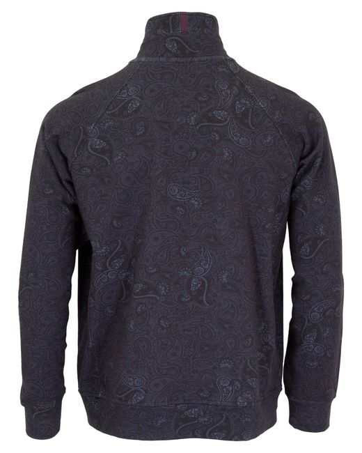 Lords of Harlech Blue Craig Montgat Paisley Quarter-Zip Sweater for men