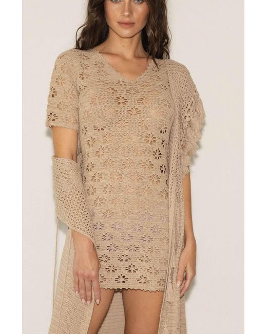 Muche Et Muchette Natural Shara Crochet Mini Dress