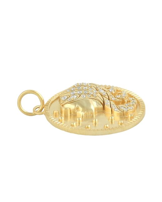 Artisan Metallic Yellow Gold Virgo Sing Zodiac Pendant Diamond