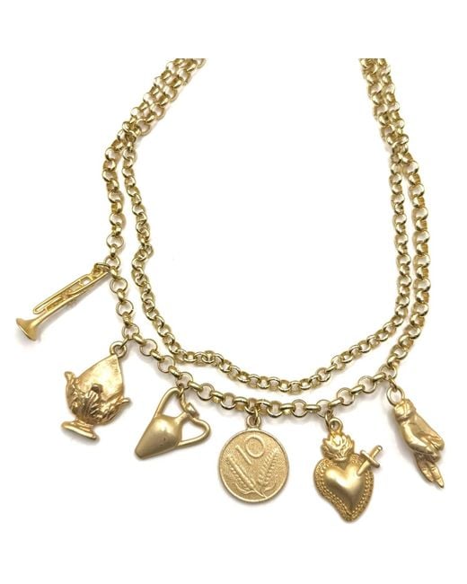 Achala Handcrafted Metallic Mediterranean Heritage Charm Necklace