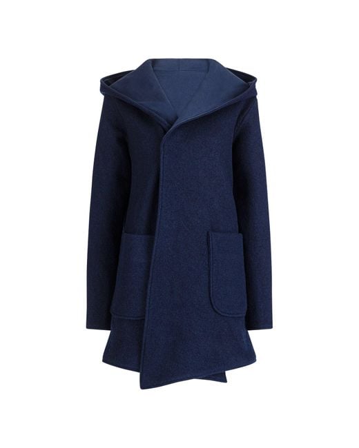 Nikka Place Blue Hooded Wool Midi Cardigan With Pockets
