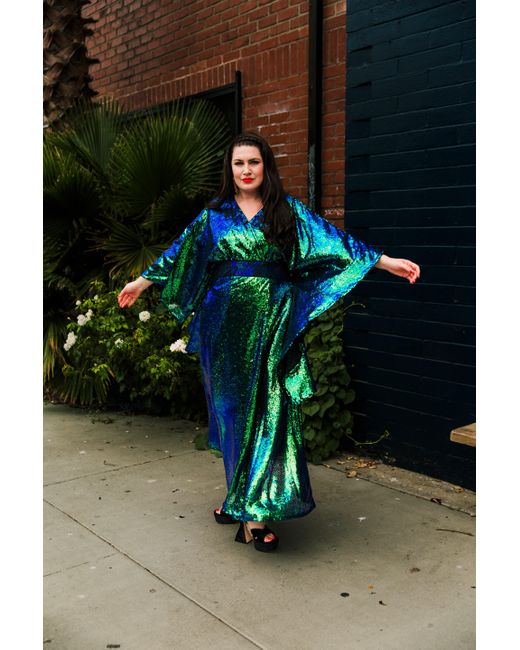 Byvinnik Green Bohémienne Sequin Kimono Robe