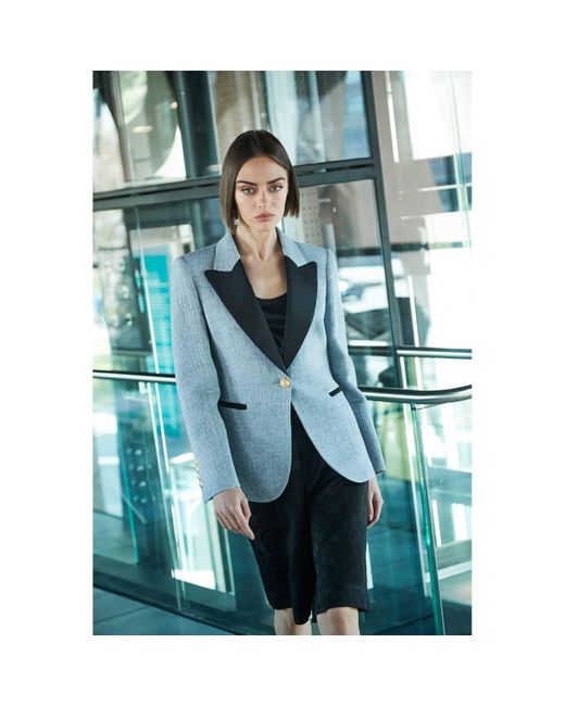 The Extreme Collection Blue Light Blazer With Contrasting Lapel And Single Button Cipriani