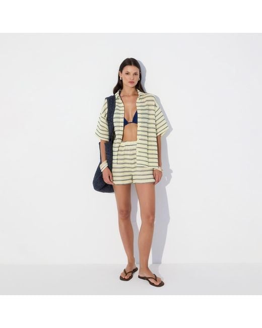 Thisisu Collection Yellow Solea Striped Knit Beachwear Shirt