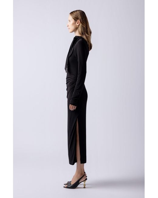 Lendrop Studios Black Yuna Tie Neck Midi Dress