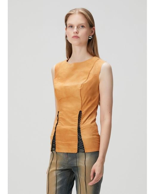 Pcfg Metallic Cotton Top With Slit Detail