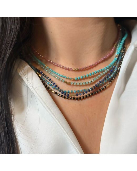 KAMARIA Metallic Lumira Mini Gemstone Necklace With Miyuki Beads