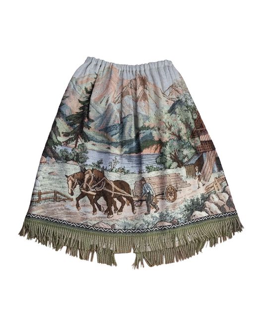 Absurde Gray Horses Tapestry Skirt