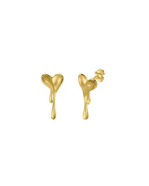 Lunaya Jewelry Metallic Heart Melting Motif Earrings