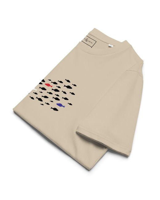 Anchor and Crew Natural Neutrals Desert Dust Fish Where's William Going? Organic Cotton T-Shirt