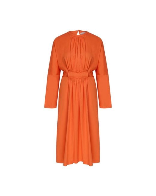 NAZLI CEREN Martha Open Back Cotton Dress In Orange