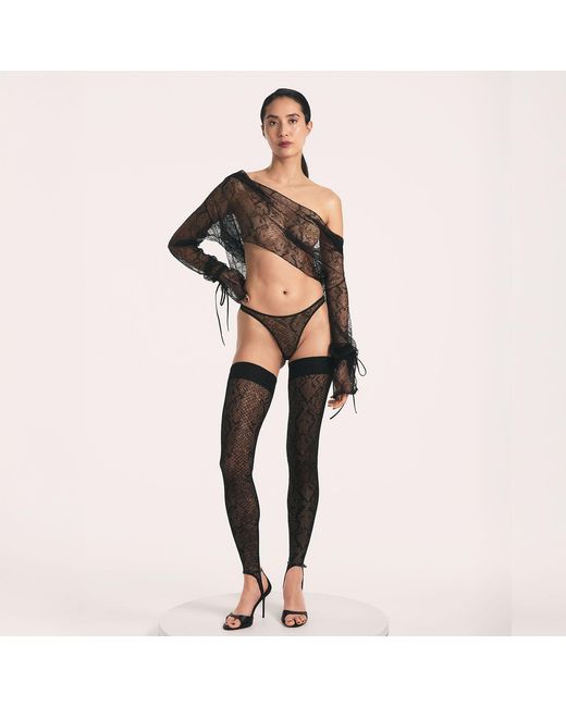Lunatic Femme Gray Sheathe Snake Lace Low-Rise Thong