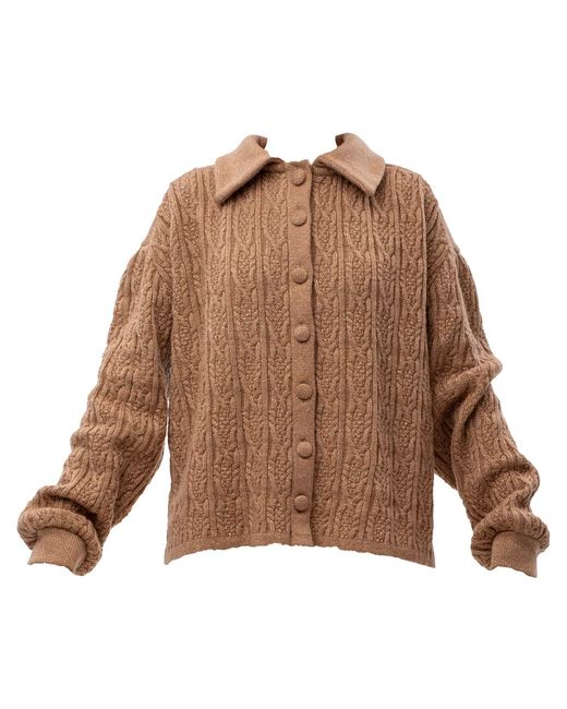 Maison Bogomil Brown Chunky Cable Knit Cardigan