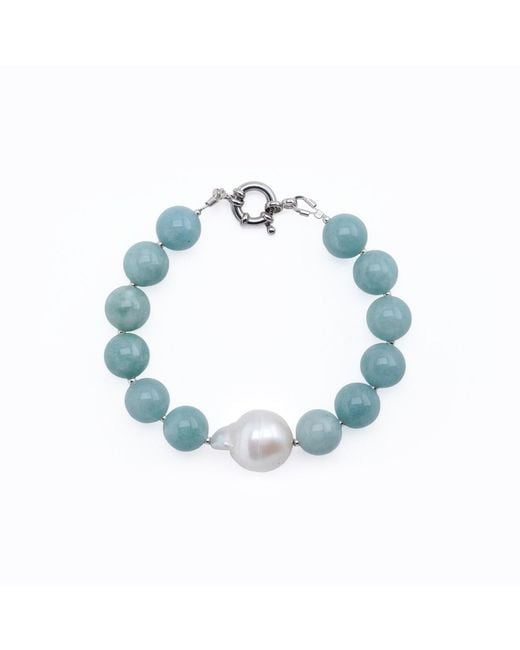 Silver Moon Blue Sterling Bracelet Whisper With Light Gemstones And Baroque Pearl