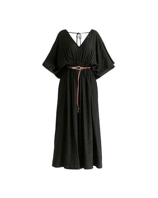 Paisie Black Sparkled Wide Leg Jumpsuit With Belt