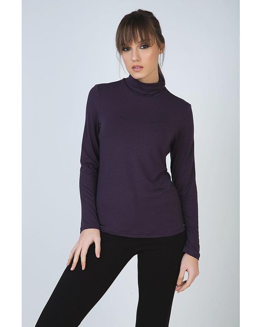 Conquista Purple Long Sleeve Polo Neck Jumper