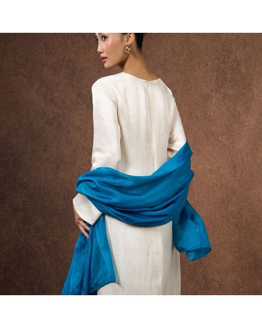 Silk and Bears Blue Silk Scarf – Hand-Dyed Mulberry Silk Shawl, Wedding & Evening Wrap