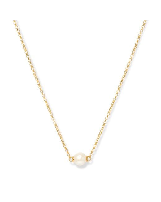 Pearls of the Orient Online Metallic Credo Plated Rolo Chain Necklace With Large Cultured Freshwater Pearl