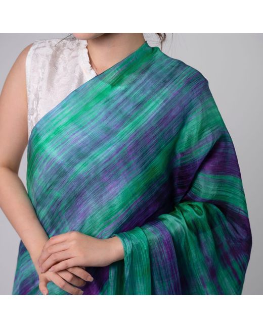Silk and Bears Green Emerald & Brushstroke Silk Scarf – Hand-Dyed Mulberry Silk