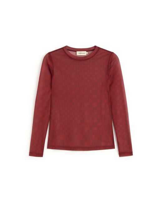 Thinking Mu Red Tere's Sheer Top