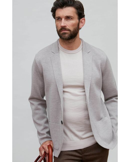 Paul James Knitwear Gray Neutrals Superfine Merino Silk Bellini Short Sleeve Jumper for men