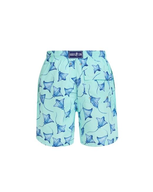 Robert & Son Blue Aqua Stingray Swim Shorts for men