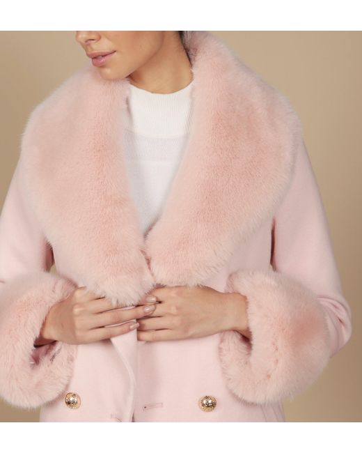 Santinni Pink 'Marlene' 100% Cashmere & Wool Coat