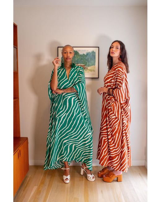 Jennafer Grace Red Talitha Cinched Waist Caftan