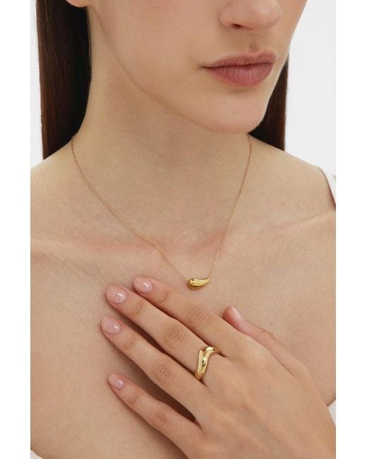 Vanhi Metallic Vava Plain Chunky Curved Wave Ring