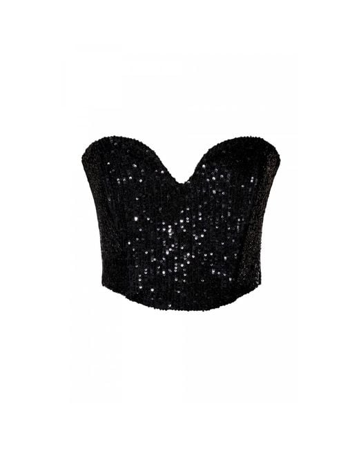 AGGI by HALEWSKI Black Lara Obsidian Sequined Corset