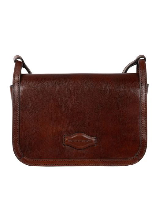 Time Resistance Brown Leather Crossbody Bag For