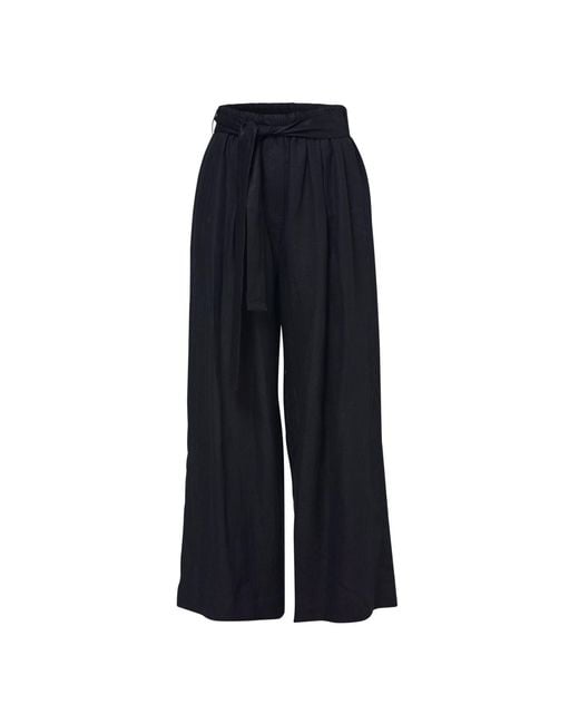 Helen Mcalinden Blue Hepburn Linen Wide Leg Trouser