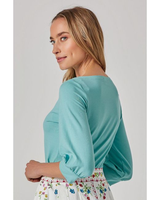 Marianna Déri Green Mint Boat Neckline Top