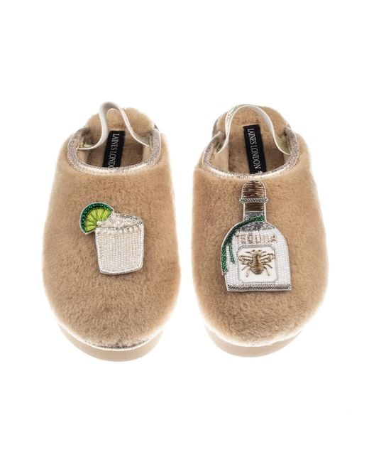 Laines London Brown Neutrals Flatform Cloud Closed Toe Slippers With Agave Tequila Brooches