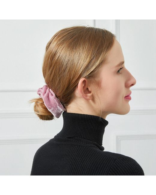 Soft Strokes Silk Purple Silk Velvet Handmade French Scrunchie Set Of Four