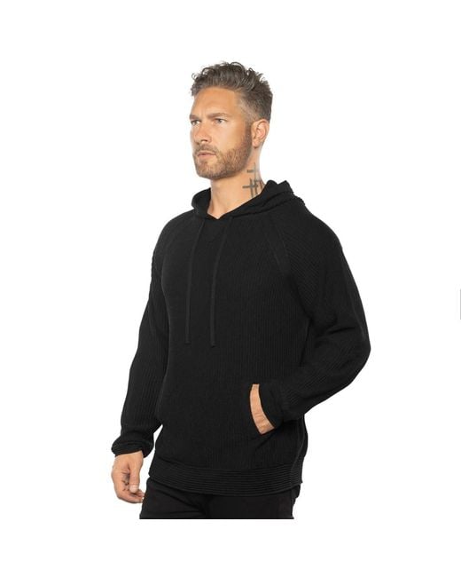 Weston Jon Boucher Black Dune Ottoman Knit Luxury Hoodie With Silk & Wool for men